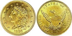 2.5 Доллар США (1776 - ) Золото 