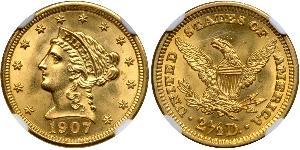 2.5 Доллар США (1776 - ) Золото 