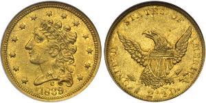 2.5 Доллар США (1776 - ) Золото 
