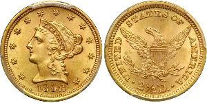 2.5 Доллар США (1776 - ) Золото 