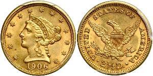 2.5 Доллар США (1776 - ) Золото 