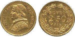 2.5 Скудо Папская область (752-1870) Золото Пий IX (1792- 1878)