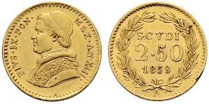 2.5 Скудо Папская область (752-1870) Золото Пий IX (1792- 1878)