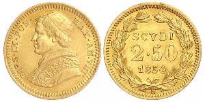 2.5 Скудо Папская область (752-1870) Золото Пий IX (1792- 1878)