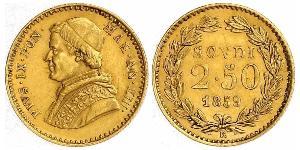 2.5 Скудо Папська держава (752-1870) Золото Пій IX (1792- 1878)