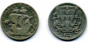 2,5 Эскудо Portuguese Republic - Ditadura Nacional (1926 - 1933) Серебро 