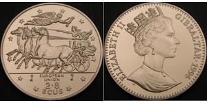 2,8 Ecu Gibraltar (1704 - ) 銅/镍 伊丽莎白二世 (1926-2022)