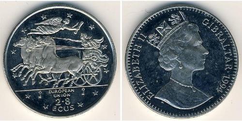 2,8 Ecu Gibraltar (1704 - ) 銅/镍 伊丽莎白二世 (1926-2022)