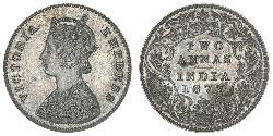 2 Anna Raj britannique (1858-1947) Argent Victoria (1819 - 1901)