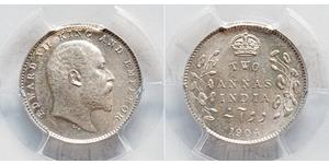 2 Anna Raj Britannico (1858-1947) Argento Edoardo VII (1841-1910)
