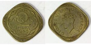2 Anna India (1950 - ) Copper/Nickel George VI (1895-1952)