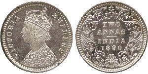 2 Anna Britisch-Indien (1858-1947) Silber Victoria (1819 - 1901)