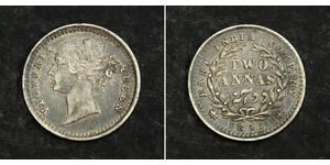 2 Anna Indien / Britische Ostindien-Kompanie (1757-1858) Silber Victoria (1819 - 1901)