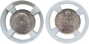 2 Anna British Raj (1858-1947) Silver Edward VII (1841-1910)