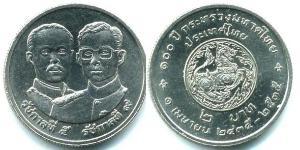 2 Baht Thailandia Rame/Nichel 