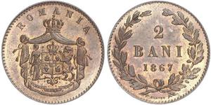 2 Ban Fürstentum Rumänien (1859-1881) Kupfer 