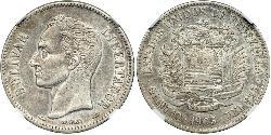 2 Bolivar Venezuela Argento Simon Bolivar (1783 - 1830)