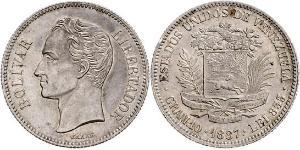 2 Bolivar Venezuela Silber Simon Bolivar (1783 - 1830)