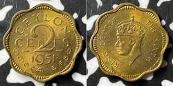 2 Cent Sri Lanka/Ceylon (1948 - ) Brass George VI (1895-1952)
