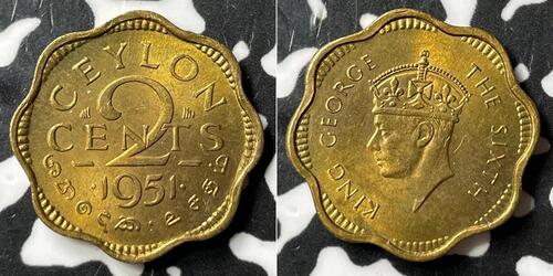 2 Cent Sri Lanka/Ceylon (1948 - ) Brass George VI (1895-1952)