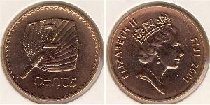 2 Cent Fiji (1970 - ) Bronce Isabel II (1926-2022)