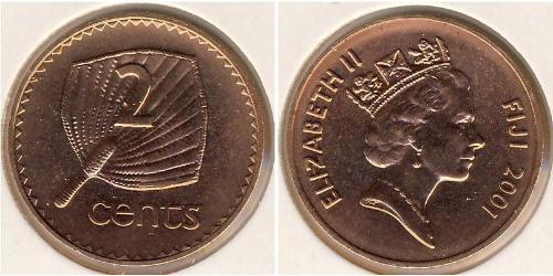 2 Cent Fiji (1970 - ) Bronce Isabel II (1926-2022)