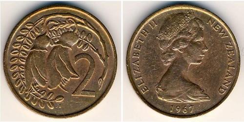2 Cent Nuova Zelanda Bronzo Elisabetta II (1926-2022)