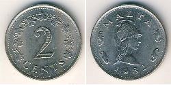 2 Cent Malta (1964 - ) Cobre/Zinc 