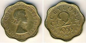 2 Cent Sri Lanka (1948 - ) Latón Isabel II (1926-2022)