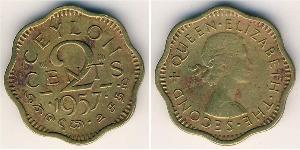 2 Cent Sri Lanka (1948 - ) Messing Elizabeth II (1926-2022)
