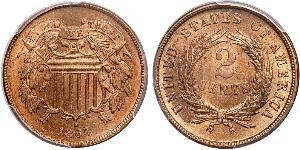 2 Cent Estados Unidos de América (1776 - ) Tin/Cobre/Zinc 