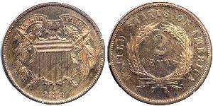 2 Cent Estados Unidos de América (1776 - ) Tin/Cobre/Zinc 