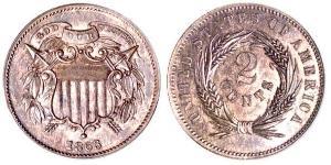 2 Cent Estados Unidos de América (1776 - ) Tin/Cobre/Zinc 