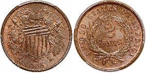 2 Cent Estados Unidos de América (1776 - ) Tin/Cobre/Zinc 