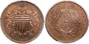 2 Cent Estados Unidos de América (1776 - ) Tin/Cobre/Zinc 