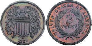 2 Cent Estados Unidos de América (1776 - ) Tin/Cobre/Zinc 
