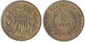 2 Cent Estados Unidos de América (1776 - ) Tin/Cobre/Zinc 