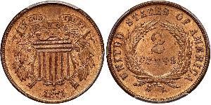 2 Cent Estados Unidos de América (1776 - ) Tin/Cobre/Zinc 