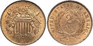 2 Cent USA (1776 - ) Tin/Copper/Zinc 