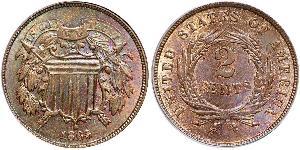 2 Cent 美利堅合眾國 (1776 - ) Tin/銅/Zinc 