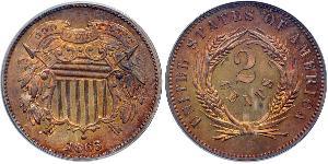 2 Cent 美利堅合眾國 (1776 - ) Tin/銅/Zinc 