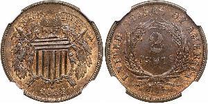 2 Cent 美利堅合眾國 (1776 - ) Tin/銅/Zinc 