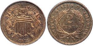 2 Cent 美利堅合眾國 (1776 - ) Tin/銅/Zinc 