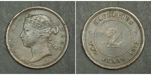 2 Cent Mauritius  Victoria (1819 - 1901)