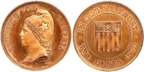 2 Cent 利比里亚 (1847 - ) 銅 