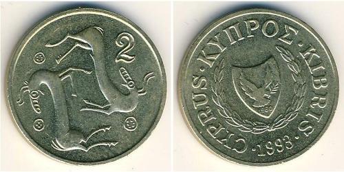 2 Cent 賽普勒斯 黃銅 