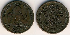 2 Centavo Bélgica Cobre 