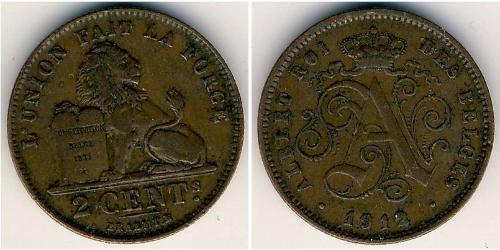 2 Centavo Bélgica Cobre 