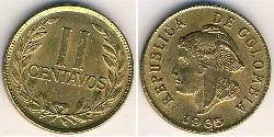 2 Centavo Republica de Colombia (1886 - ) Latón 