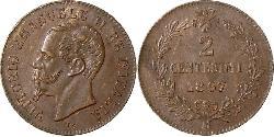 2 Centesimo Kingdom of Italy (1861-1946) Rame Victor Emmanuel II of Italy (1820 - 1878)